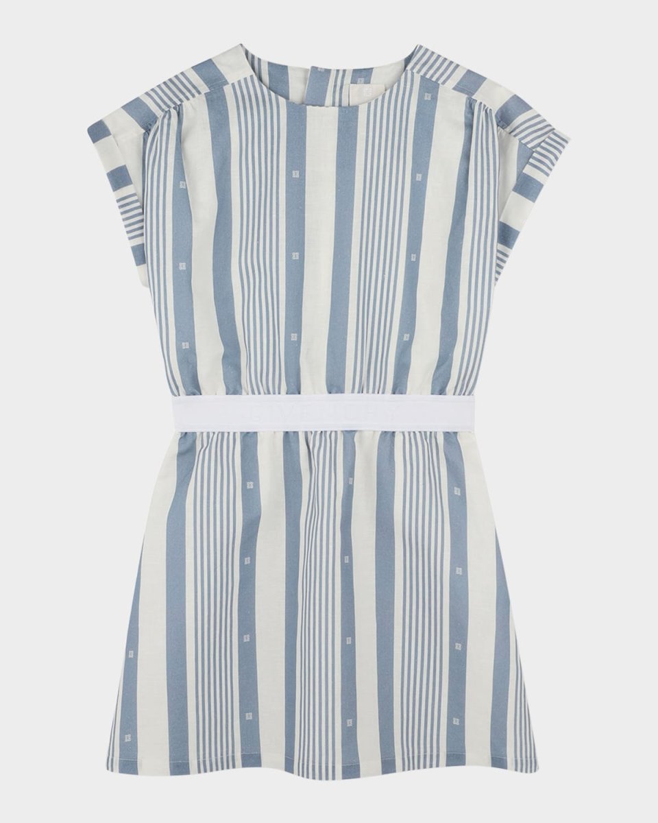 Girl's 4G Jacquard Striped Dress, Size 8-14
